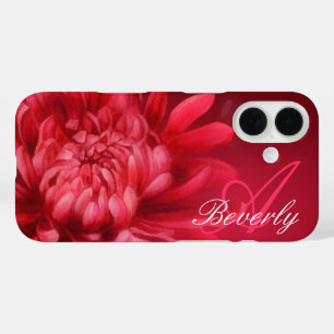 Coque iphone rouge chrysanthème personnalisé