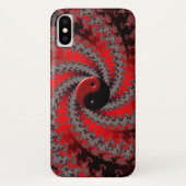 Coque iphone rouge et noir de Yin-Yang de fractale (Dos)