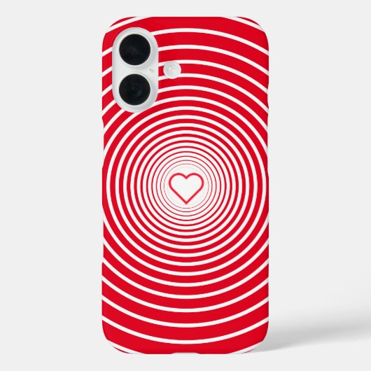 Coque iphone rouge rayé blanc avec coeur (Verso)