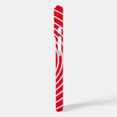 Coque iphone rouge rayé blanc avec coeur (Verso / Gauche)