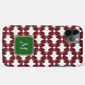 Coque iphone Rouge Ruby Gemstone Initial Monogramm (Dos (Horizontal))