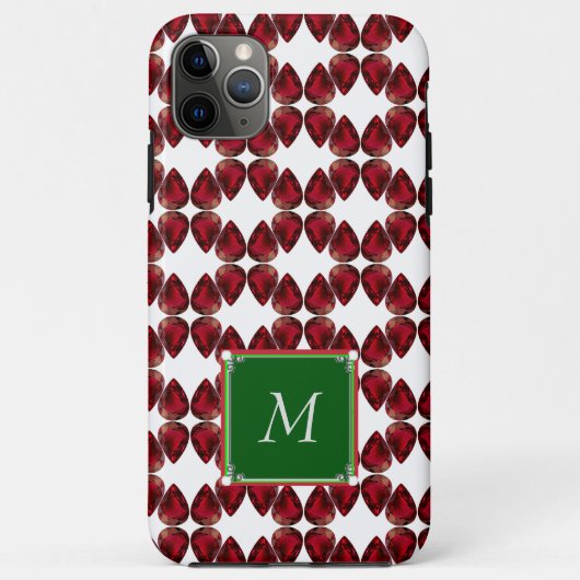 Coque iphone Rouge Ruby Gemstone Initial Monogramm (Dos)