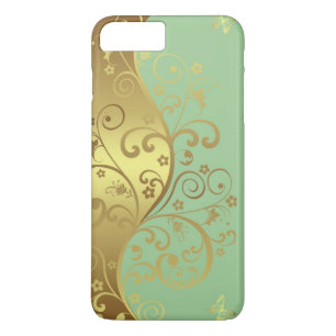 coque iphone--Seafoam et remous d'or