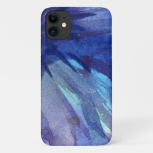 Coque iphone téléphonique bleu aquarelle