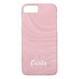 Coque iphone texturé en marbre rose