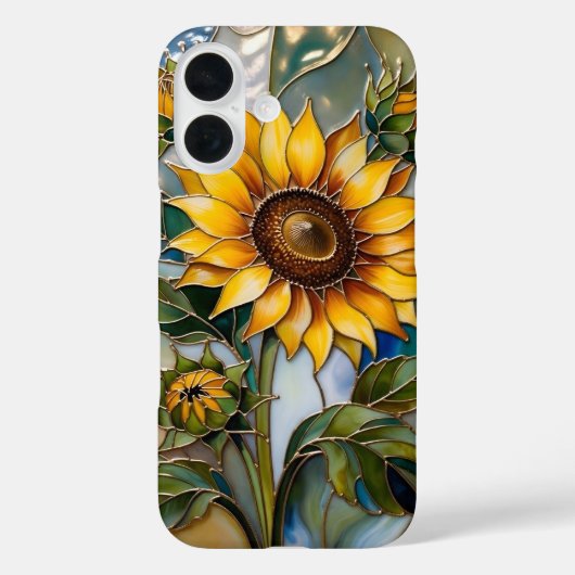 Coque iPhone Tournesol Vitrail Fleur Jaune (Verso)