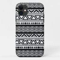 Coque iphone tribal aztèque blanc noir du motif 4