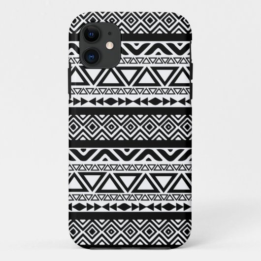 Coque iphone tribal aztèque blanc noir du motif 4 (Dos)