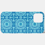Coque iphone tribal bleu et turquoise (Verso (horizontal))