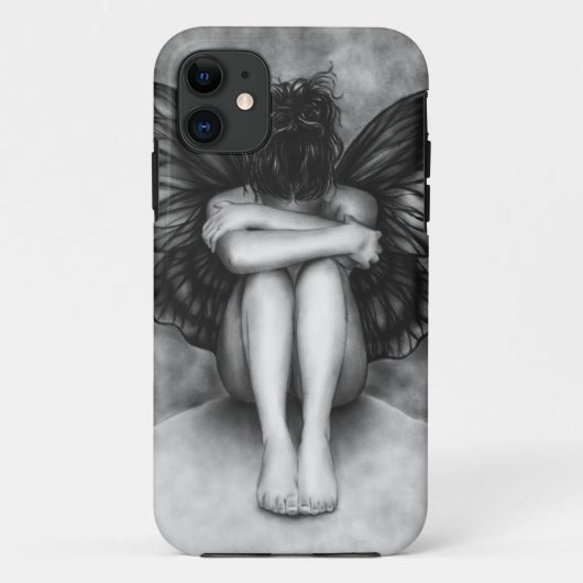 Coque iphone triste de fille de papillon (Dos)