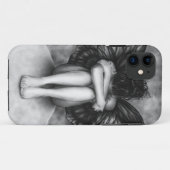 Coque iphone triste de fille de papillon (Dos (Horizontal))