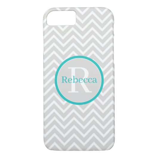 coque iphone turquoise Chevron Monogram (Dos)