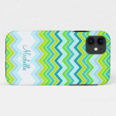 Coque iphone turquoise de nom de Zigzag (Dos (Horizontal))