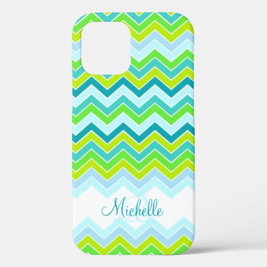 Coque iphone turquoise de nom de Zigzag (Verso)