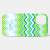 Coque iphone turquoise de nom de Zigzag (Verso (horizontal))