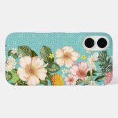 Coque iphone turquoise hawaïen tropical (Verso (horizontal))