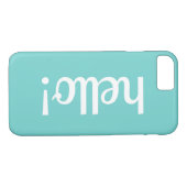 Coque iphone turquoise mignon avec bonjour (Dos (Horizontal))