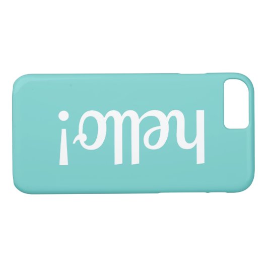 Coque iphone turquoise mignon avec bonjour (Dos (Horizontal))