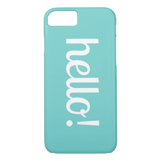 Coque iphone turquoise mignon avec bonjour
