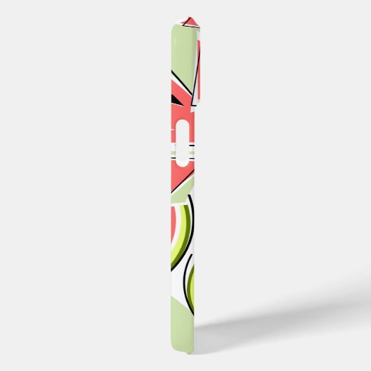 Coque iphone vert de pastèque "Monogramme" vertica (Verso / Droite)