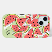 Coque iphone vert de pastèque "Monogramme" vertica (Verso (horizontal))