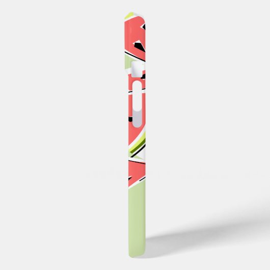 Coque iphone vert de pastèque "Monogramme" vertica (Verso / Gauche)