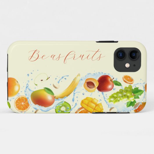 Coque iphone vertical des fruits éclaboussants (Dos (Horizontal))