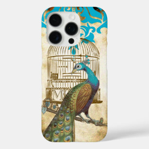 coque iphone vintage Peacock Birdcage Damask