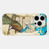 coque iphone vintage Peacock Birdcage Damask (Verso (horizontal))