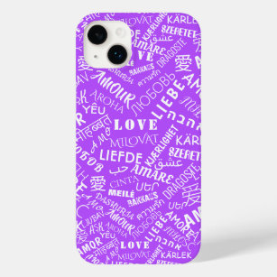 Coque iphone violet multilangage Texte Amour Mot