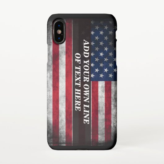 Coque iPhone X Ajouter votre texte sur le drapeau américain (Dos)