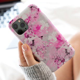 Coque iPhone X Aquarelle fleurie violette gris couleur romantique