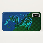 Coque iPhone X Blue and Green Dragon (Dos (Horizontal))