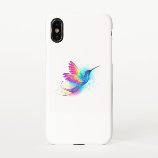 Coque iPhone X Colibri arc-en-ciel exotique (Dos)