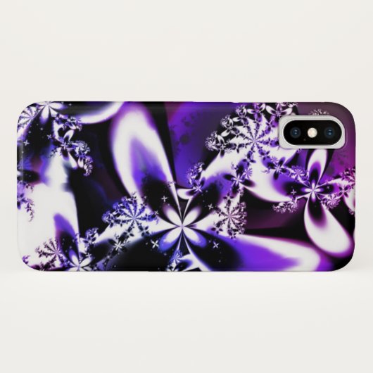 Coque iPhone X Coque iphone pourpre de fleur de fractale (Dos (Horizontal))