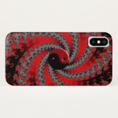 Coque iPhone X Coque iphone rouge et noir de Yin-Yang de fractale (Dos (Horizontal))