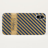 Coque iPhone X Coque-Mate -Mate bleu, or Coque (Dos (Horizontal))