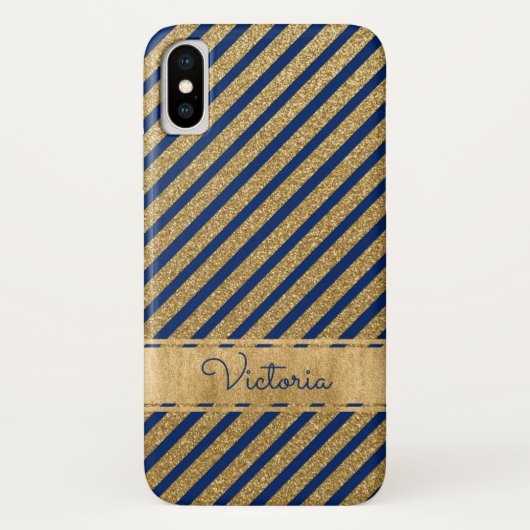 Coque iPhone X Coque-Mate -Mate bleu, or Coque (Dos)