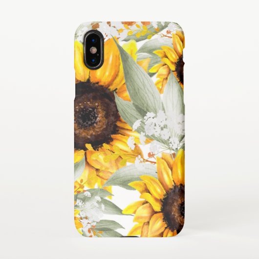 Coque iPhone X Fleur de tournesol Jaune Floral Rustique Automne F (Dos)