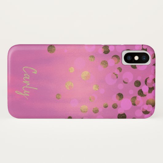 Coque iPhone X rose et or chic (Dos (Horizontal))