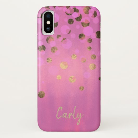Coque iPhone X rose et or chic (Dos)