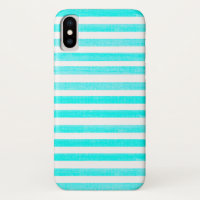 Coque iPhone X Turquoise et White Stripe