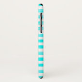 Coque iPhone X Turquoise et White Stripe (Dos/Gauche)