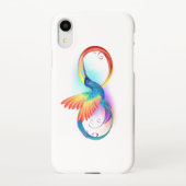 Coque iPhone XR Colibri arc-en-ciel avec symbole Infinity (Dos)