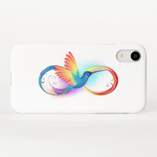 Coque iPhone XR Colibri arc-en-ciel avec symbole Infinity (Dos Horizontal)