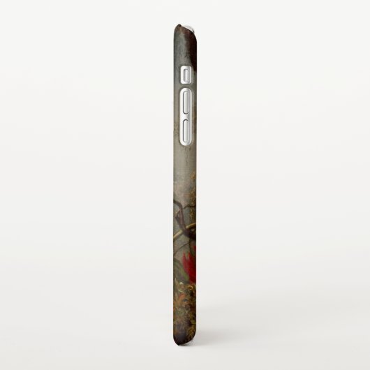 Coque iPhone XR Fleurs de passion avec tête de colibris (Côté gauche)