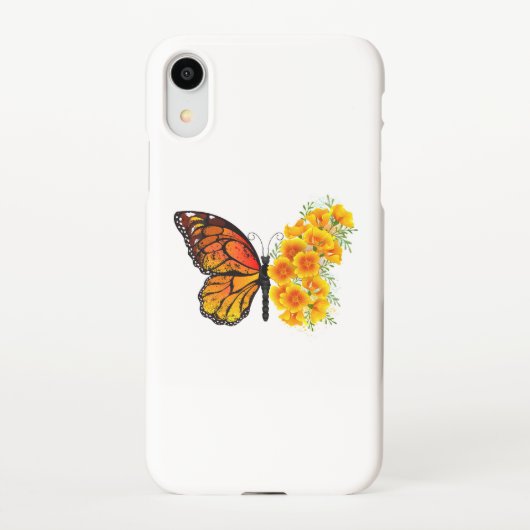 Coque iPhone XR Flower Butterfly with Yellow California Poppy (Dos)