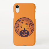 Coque iPhone XR Halloween Jack-o'-lantern citrouille visage et ara (Dos)