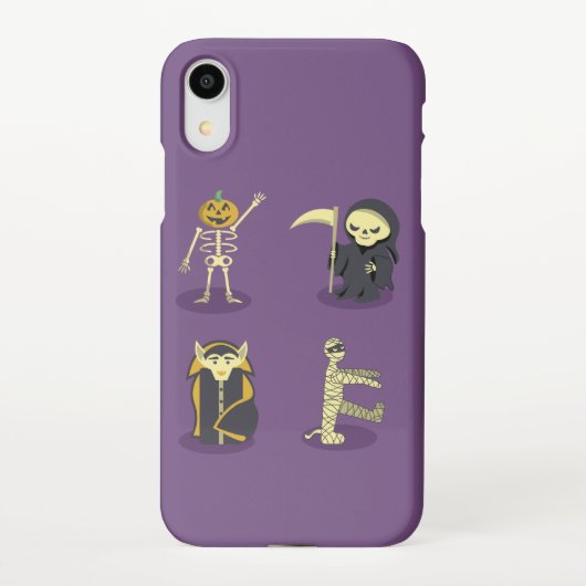 Coque iPhone XR Halloween Squelette Dracula Mummy Griffe Reaper (Dos)