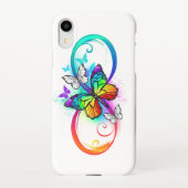 Coque iPhone XR Infini lumineux avec papillon arc-en-ciel (Dos)